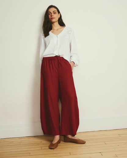 Universal Standard Cosma Barrel Leg Linen Blend Pants - Vibrant Red