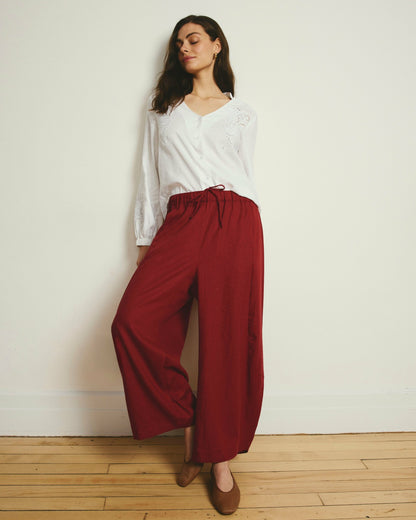 Universal Standard Cosma Barrel Leg Linen Blend Pants - Vibrant Red