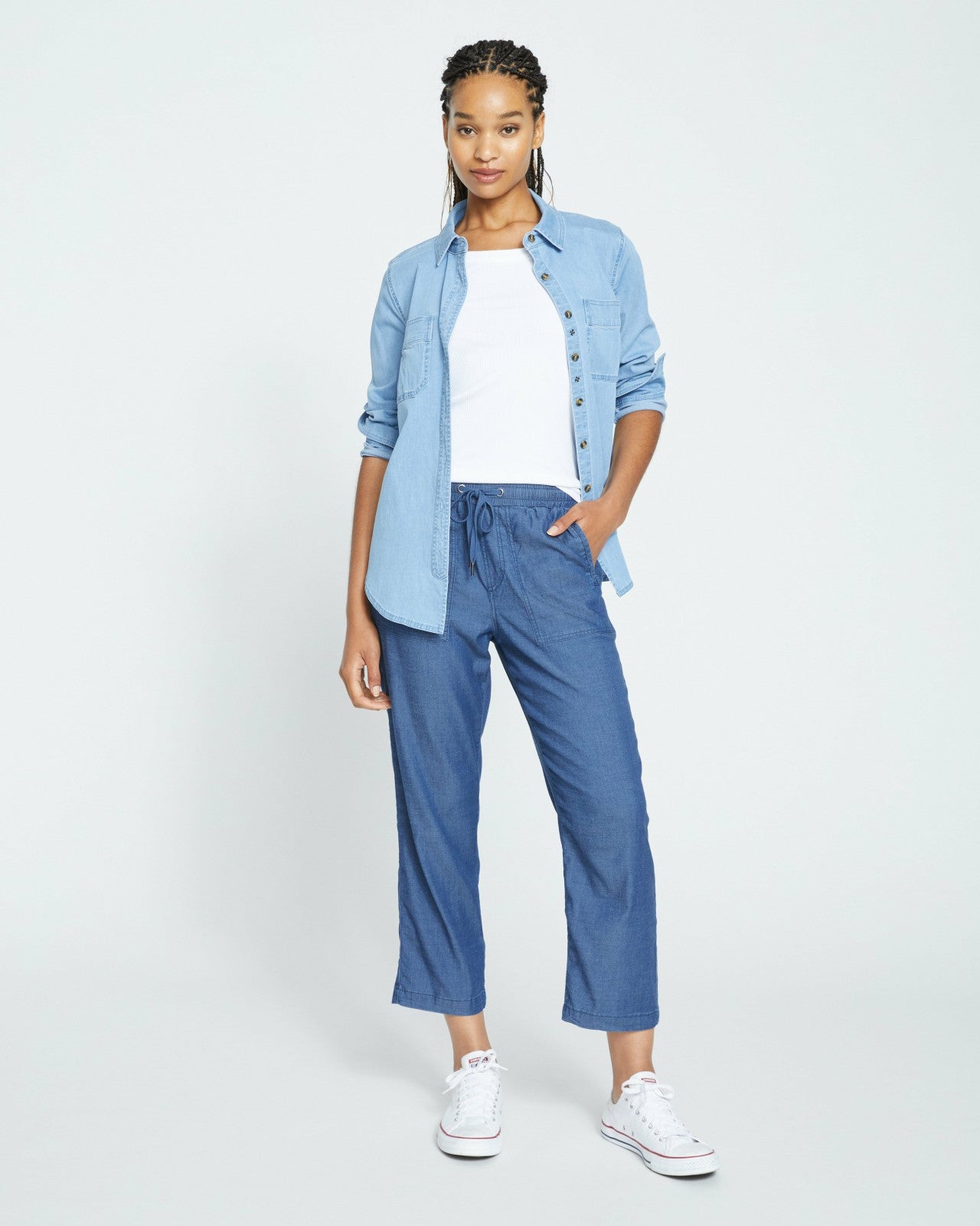 Universal Standard Perfect Tencel Chambray Off-Duty Pants - Midnight Blue