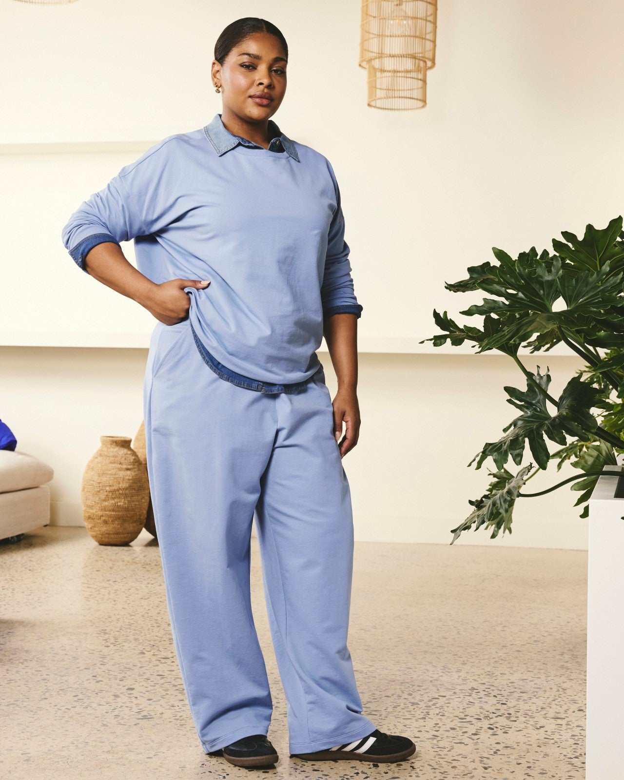 Universal Standard Straight Leg French Terry Sweatpants - Graceful Blue