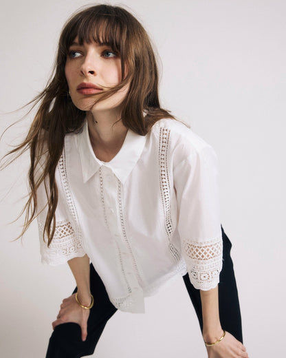 Universal Standard Dora Cotton Poplin Blouse - White