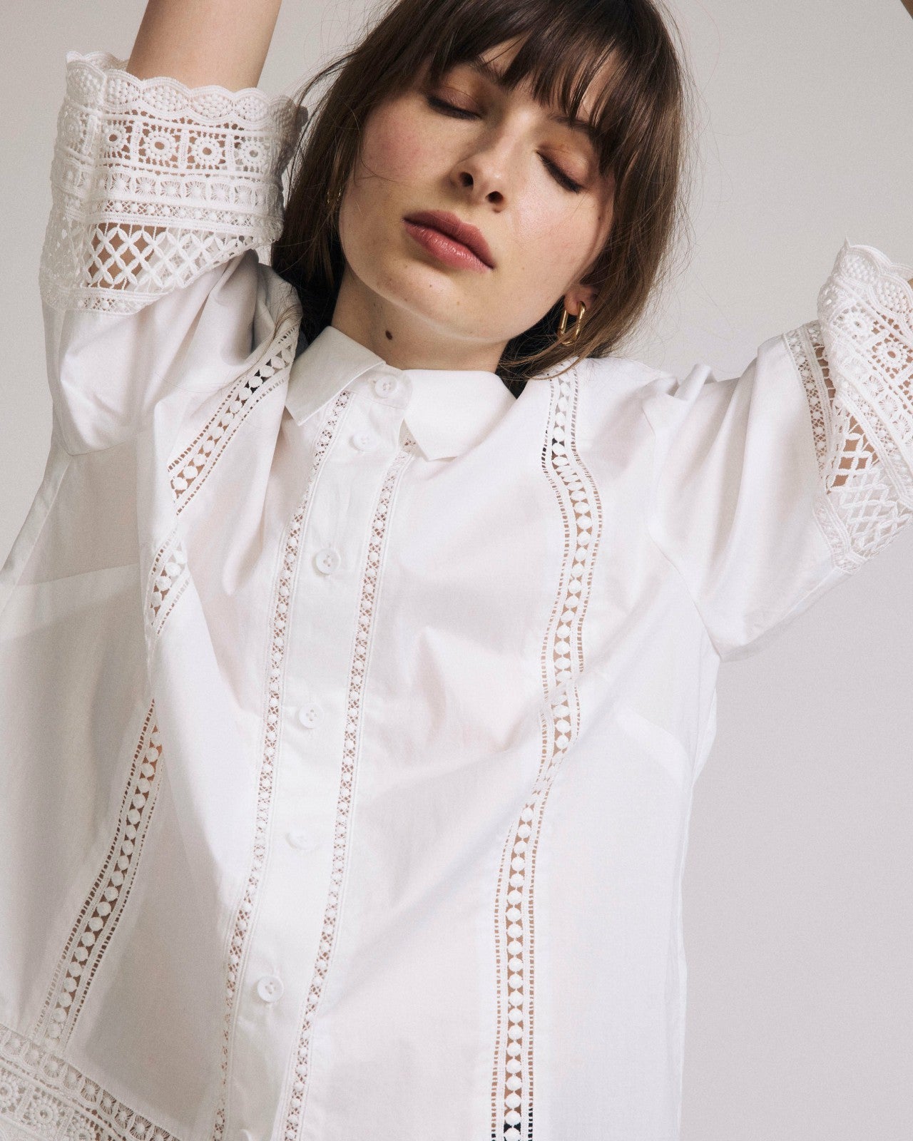 Universal Standard Dora Cotton Poplin Blouse - White