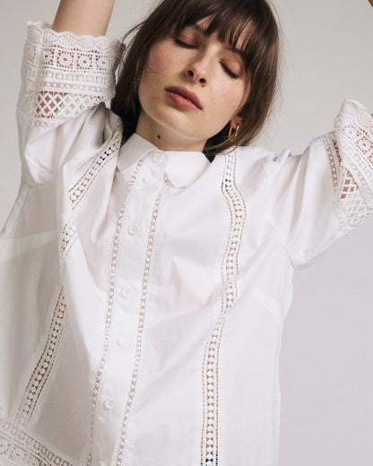 Universal Standard Dora Cotton Poplin Blouse - White