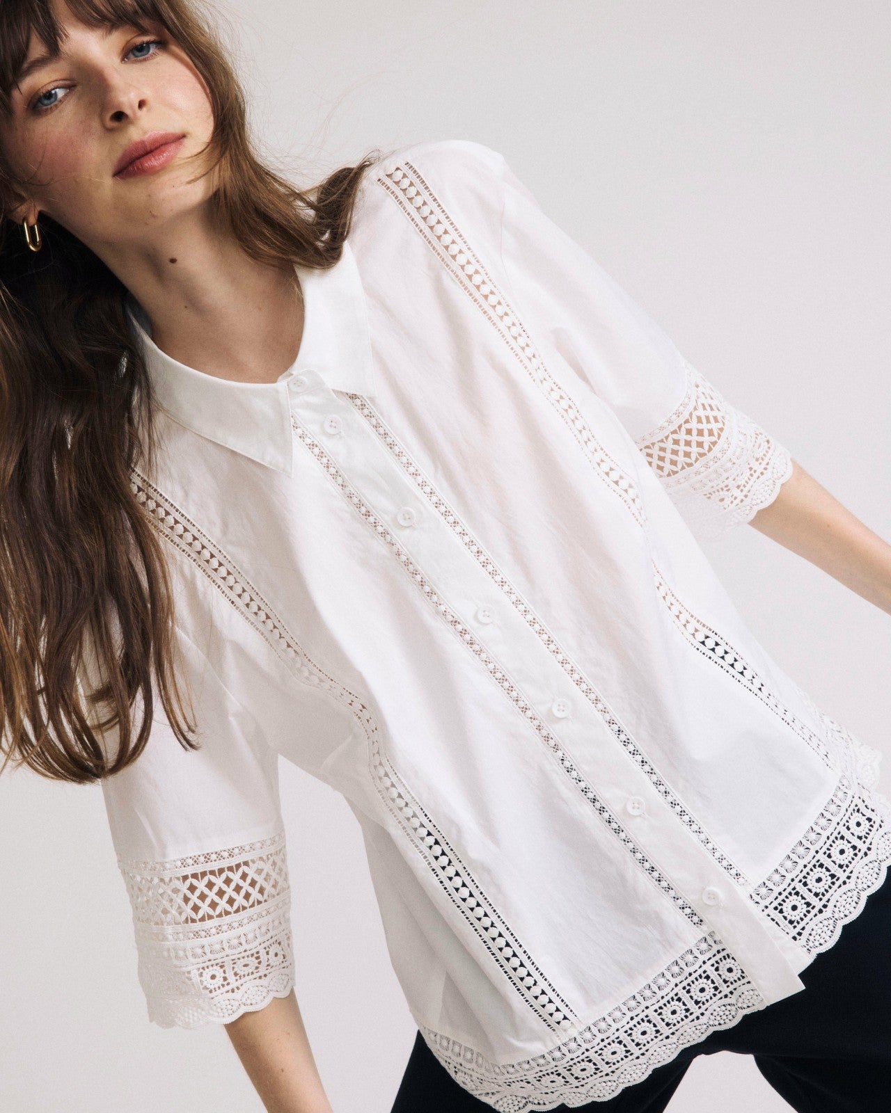 Universal Standard Dora Cotton Poplin Blouse - White