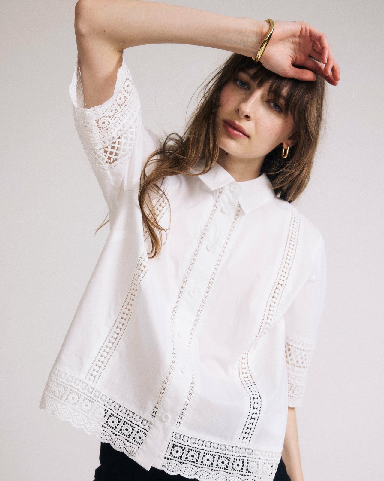 Universal Standard Dora Cotton Poplin Blouse - White