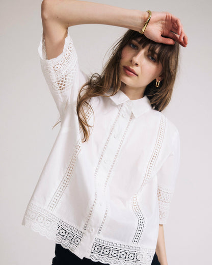 Universal Standard Dora Cotton Poplin Blouse - White
