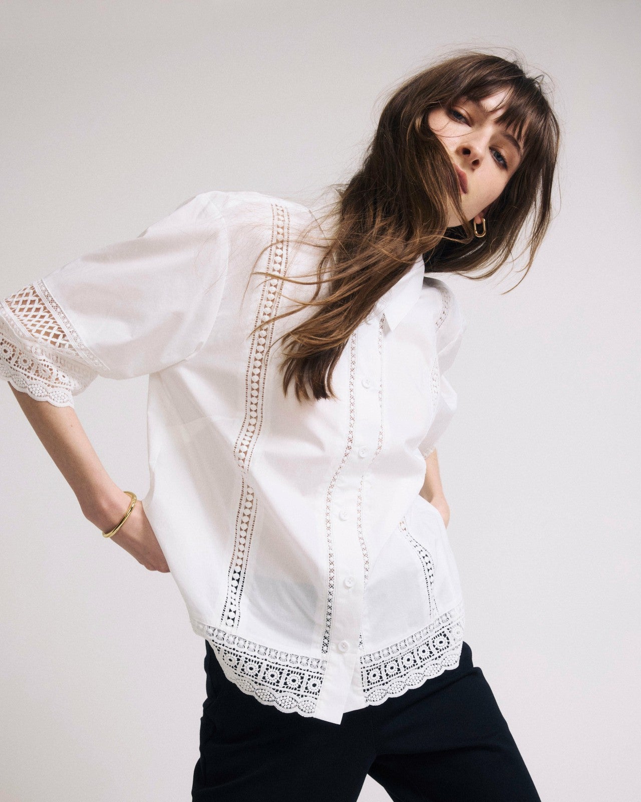 Universal Standard Dora Cotton Poplin Blouse - White