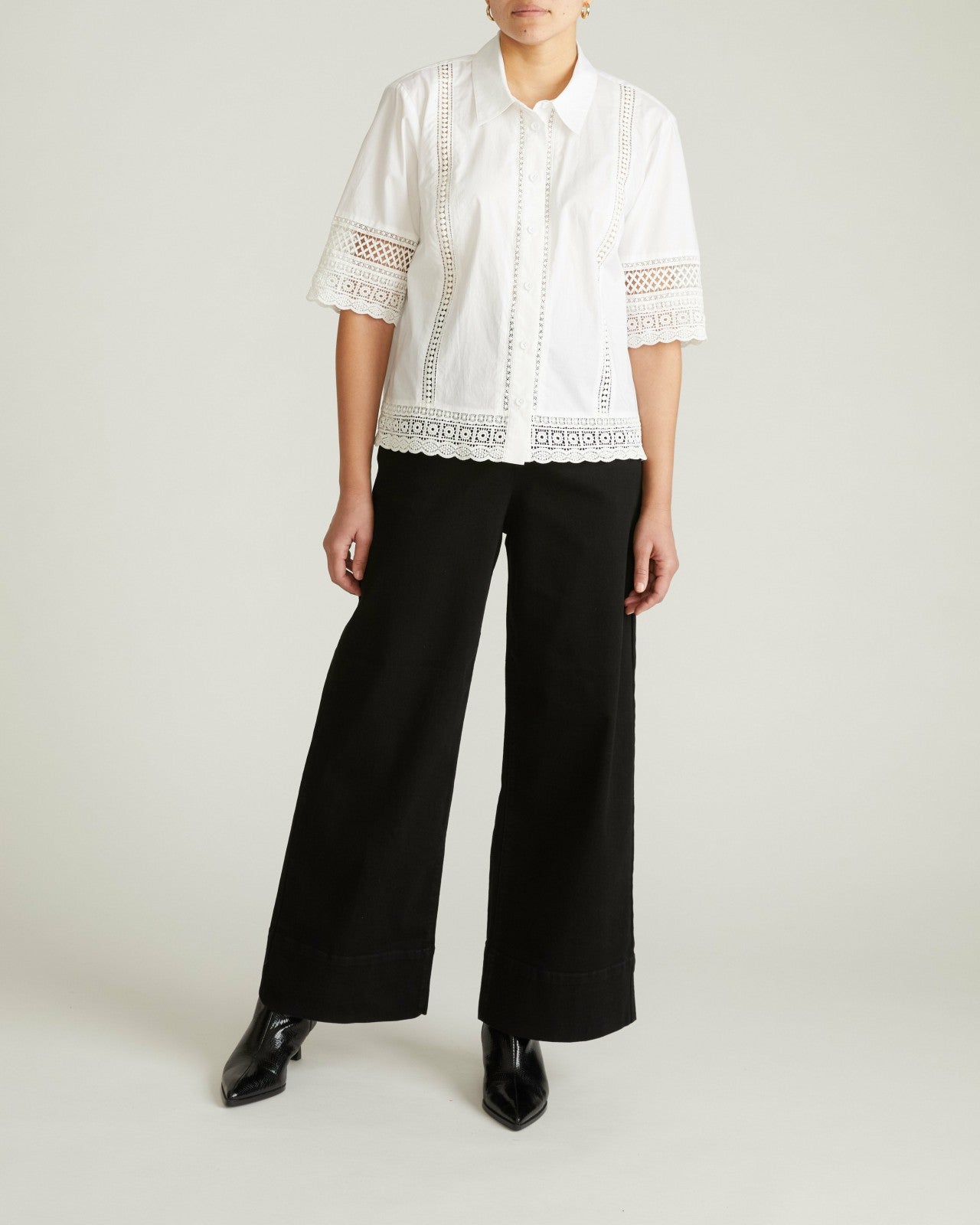 Universal Standard Dora Cotton Poplin Blouse - White