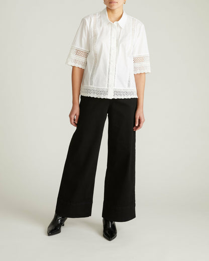 Universal Standard Dora Cotton Poplin Blouse - White