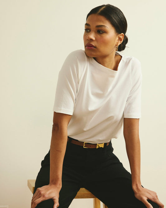 Universal Standard Bella Boatneck Tee - White