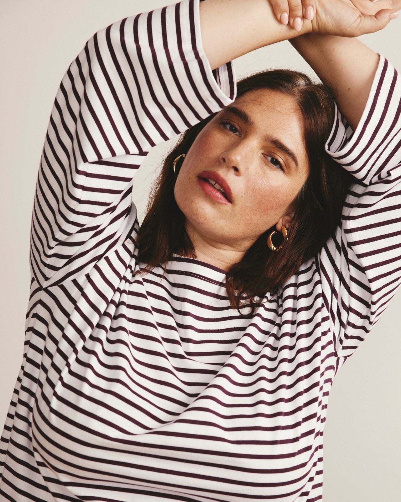Universal Standard Montauk Breton Stripe Bell Sleeve Top - White/Gamay Stripe