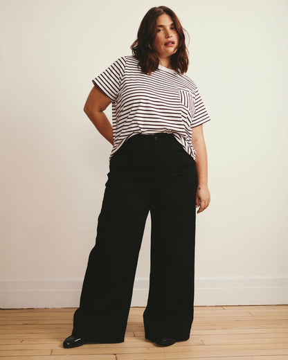 Universal Standard Breton Stripe Garcon Tee - White/Gamay Stripe