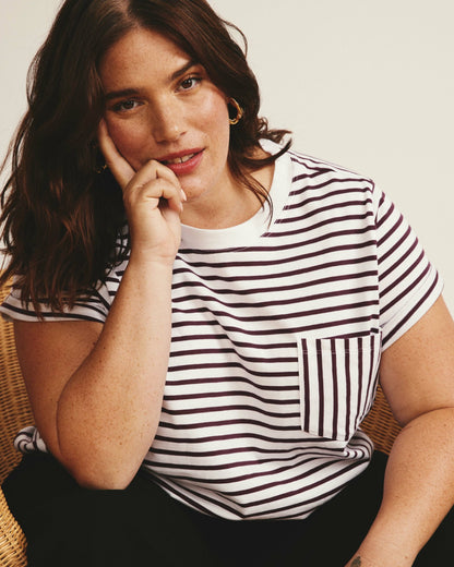 Universal Standard Breton Stripe Garcon Tee - White/Gamay Stripe