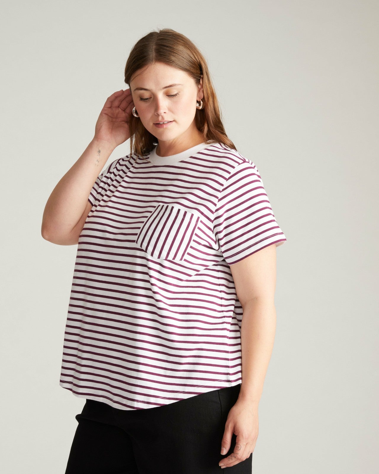 Universal Standard Breton Stripe Garcon Tee - White/Gamay Stripe