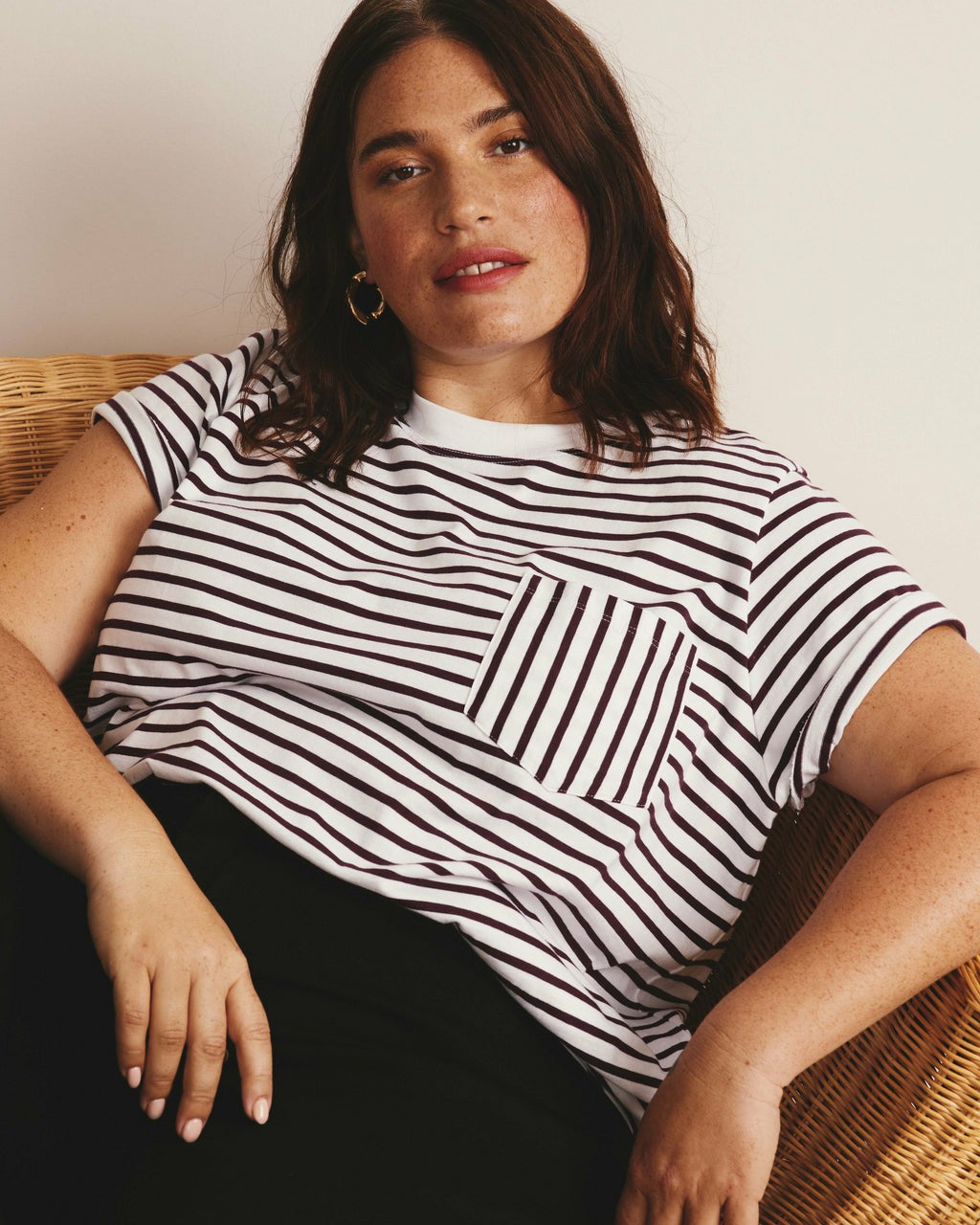 Universal Standard Breton Stripe Garcon Tee - White/Gamay Stripe