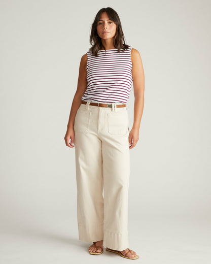 Universal Standard Noyack Breton Stripe Boatneck Tank - White/Gamay Stripe