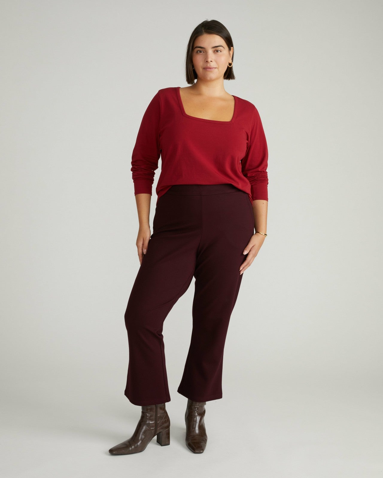 Universal Standard Long Sleeve Square Neck Tee - Garnet