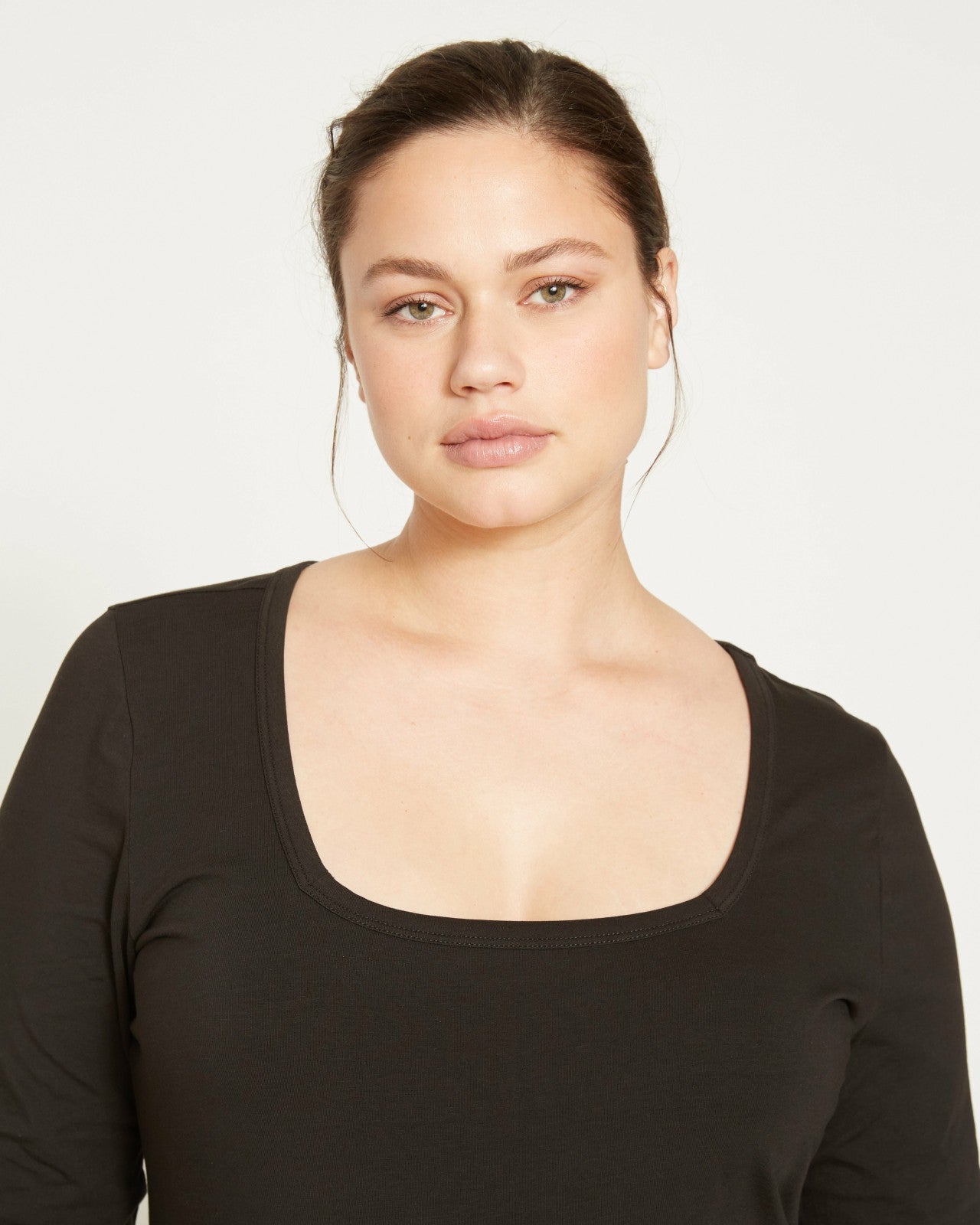 Universal Standard Long Sleeve Square Neck Tee - Black