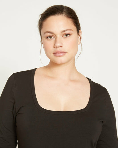 Universal Standard Long Sleeve Square Neck Tee - Black
