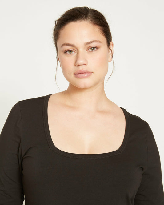 Universal Standard Long Sleeve Square Neck Tee - Black
