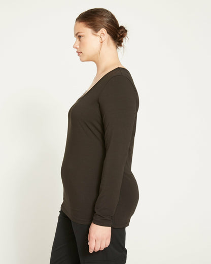 Universal Standard Long Sleeve Square Neck Tee - Black