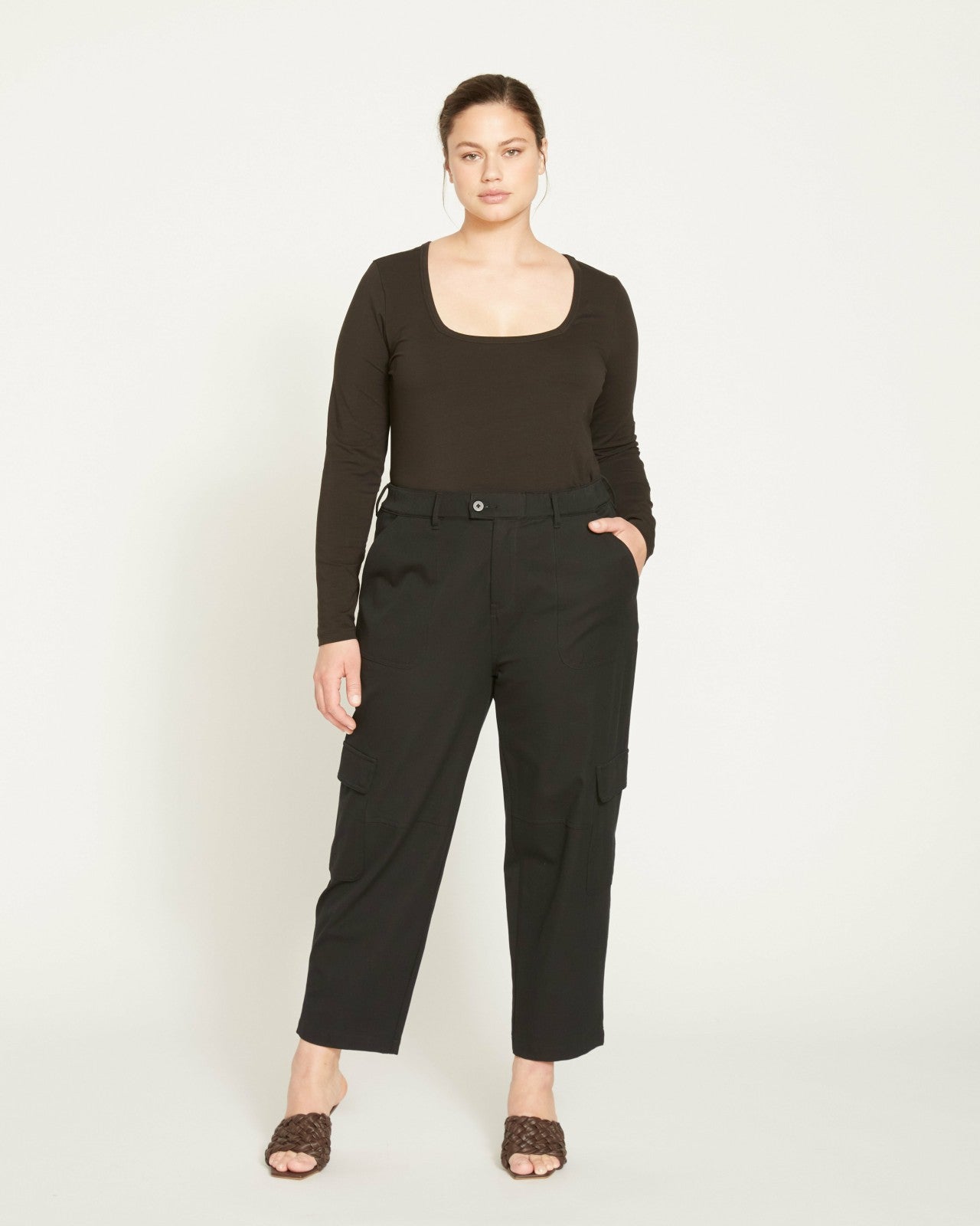 Universal Standard Long Sleeve Square Neck Tee - Black