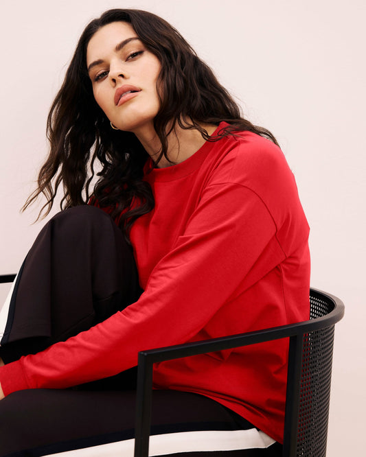 Universal Standard Long Sleeve Relaxed Tee - Ruby Red