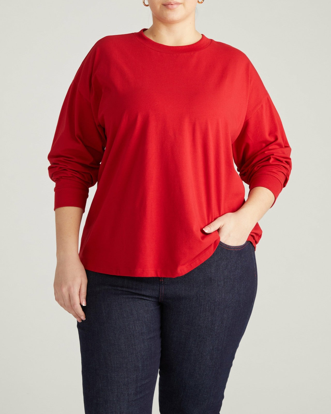 Universal Standard Long Sleeve Relaxed Tee - Ruby Red