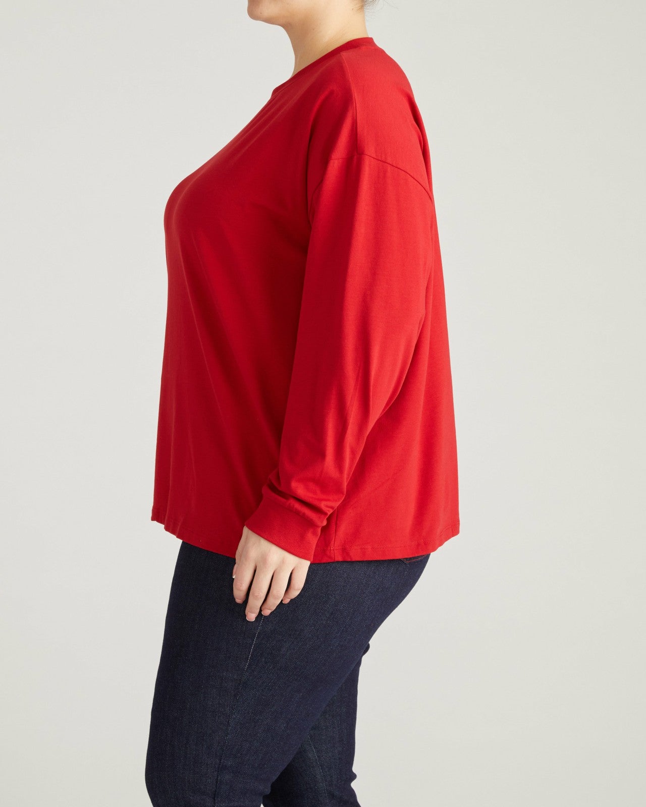 Universal Standard Long Sleeve Relaxed Tee - Ruby Red