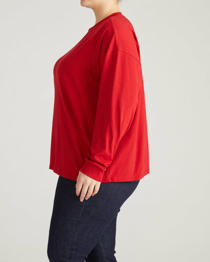 Universal Standard Long Sleeve Relaxed Tee - Ruby Red