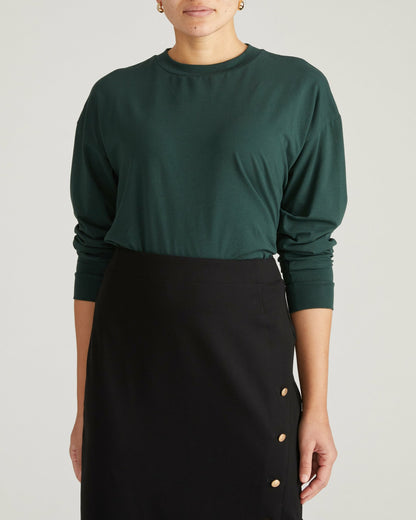 Universal Standard Long Sleeve Relaxed Tee - Forest Green