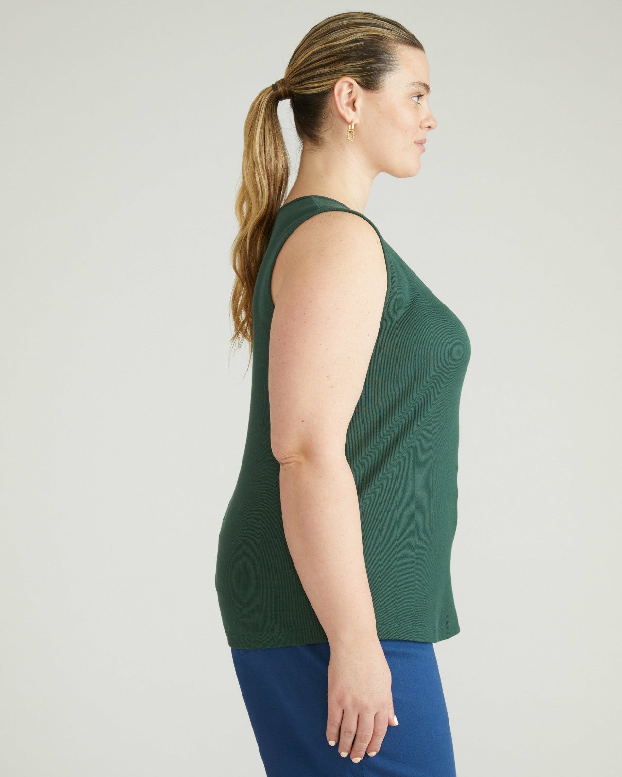 Universal Standard Daisy Ribbed Tank - Conifer