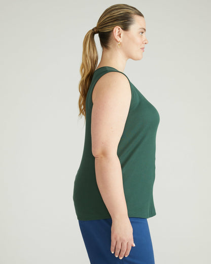 Universal Standard Daisy Ribbed Tank - Conifer