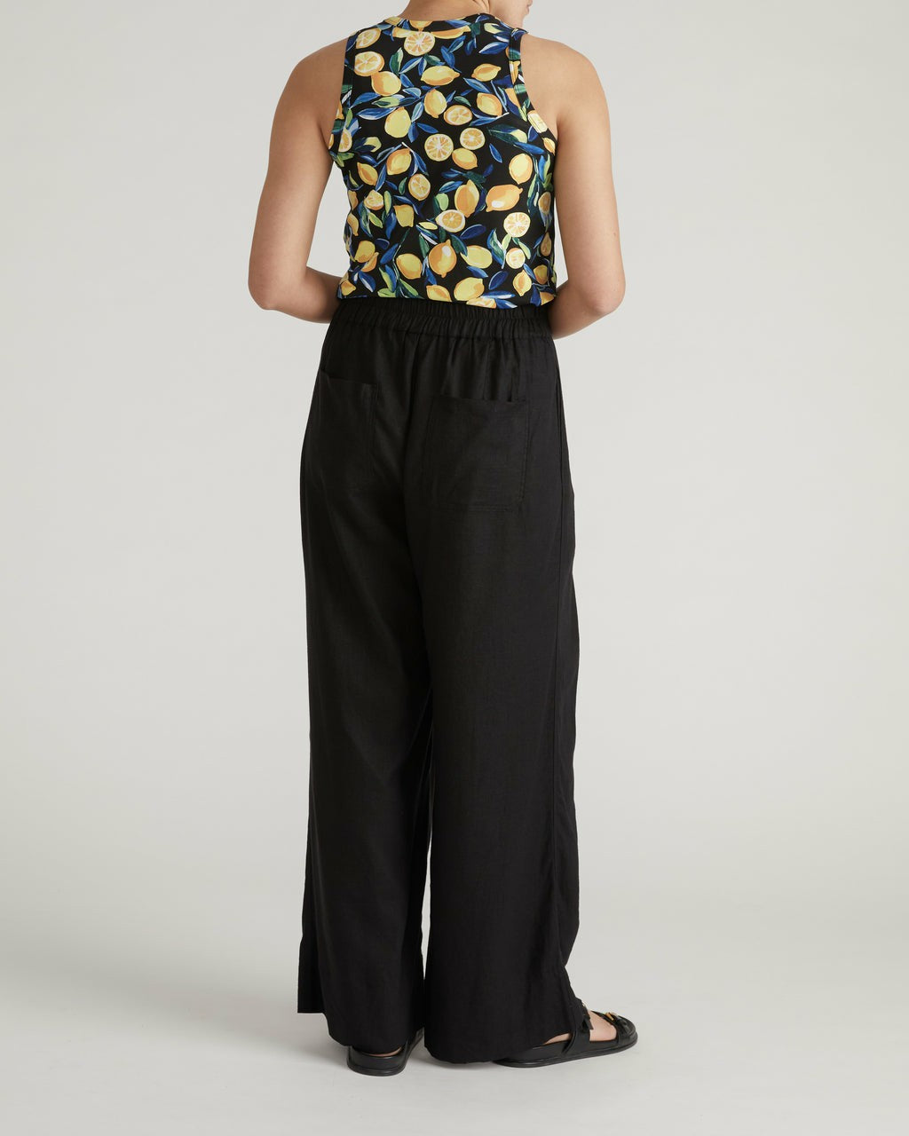 Universal Standard Cai High Neck Tank - Black Limoncello Print