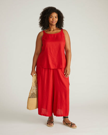 Universal Standard Kuki Sleeveless Linen Blend Top - Ruby Red
