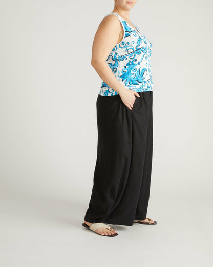 Universal Standard Double V Tank - Blue Majolica Print