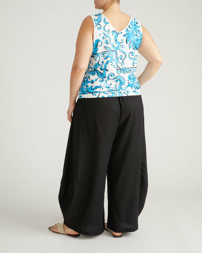 Universal Standard Double V Tank - Blue Majolica Print