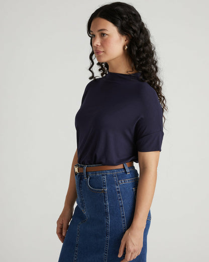 Universal Standard Petra Liquid Jersey Top - Midnight