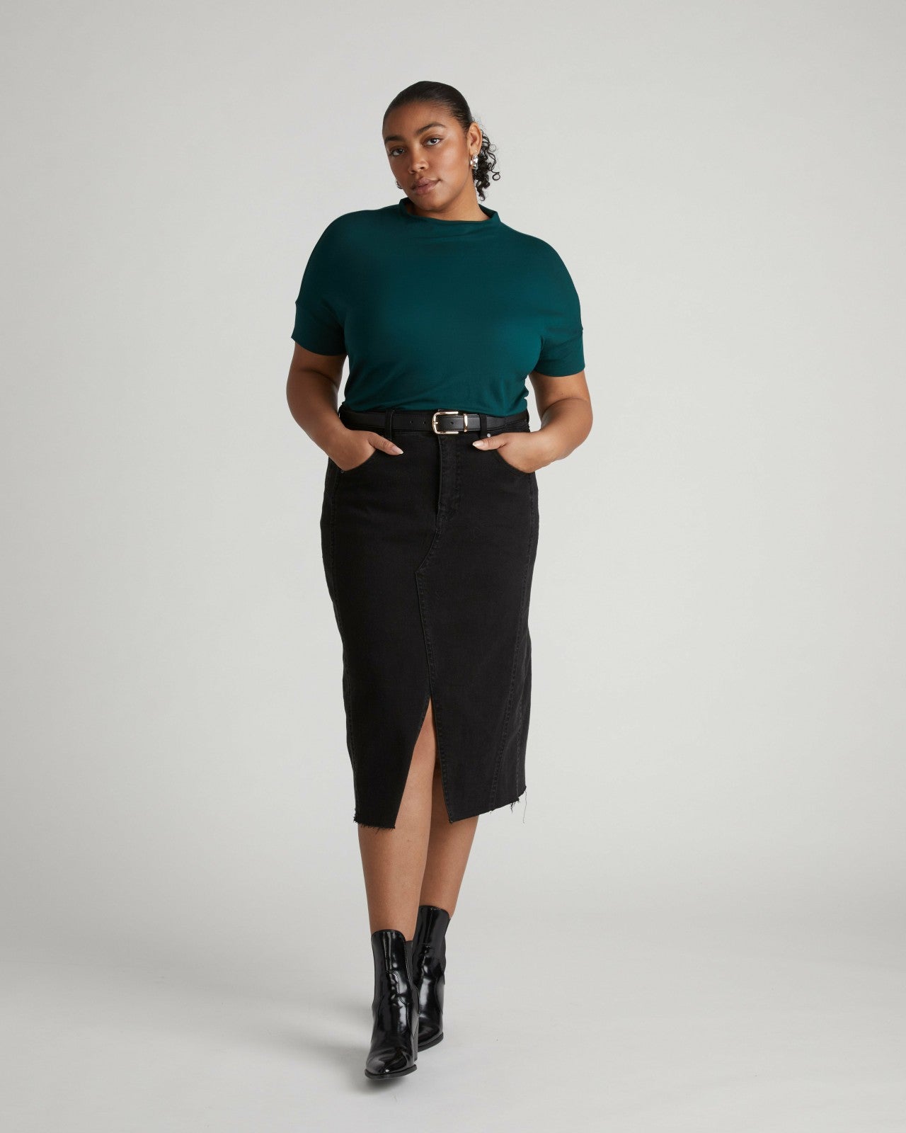 Universal Standard Petra Liquid Jersey Top - Forest Green