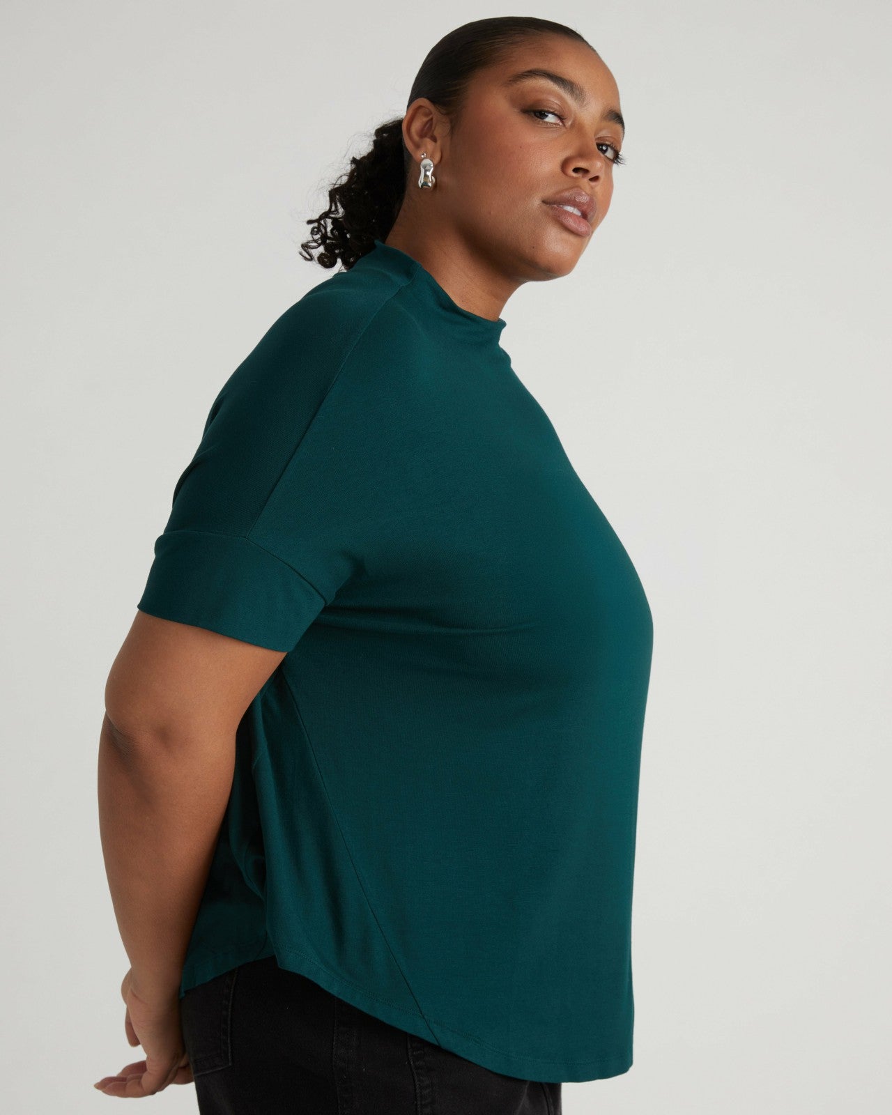 Universal Standard Petra Liquid Jersey Top - Forest Green