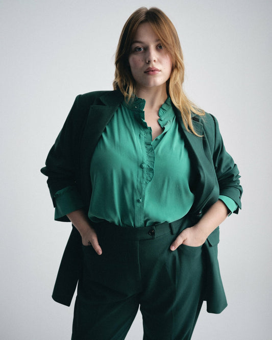 Universal Standard Endora Stretch Cupro Blouse - Green Tourmaline