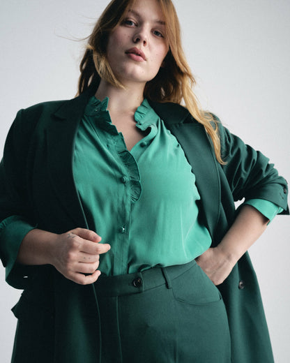 Universal Standard Endora Stretch Cupro Blouse - Green Tourmaline