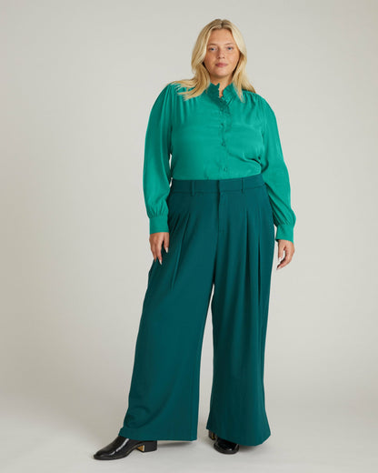 Universal Standard Endora Stretch Cupro Blouse - Green Tourmaline