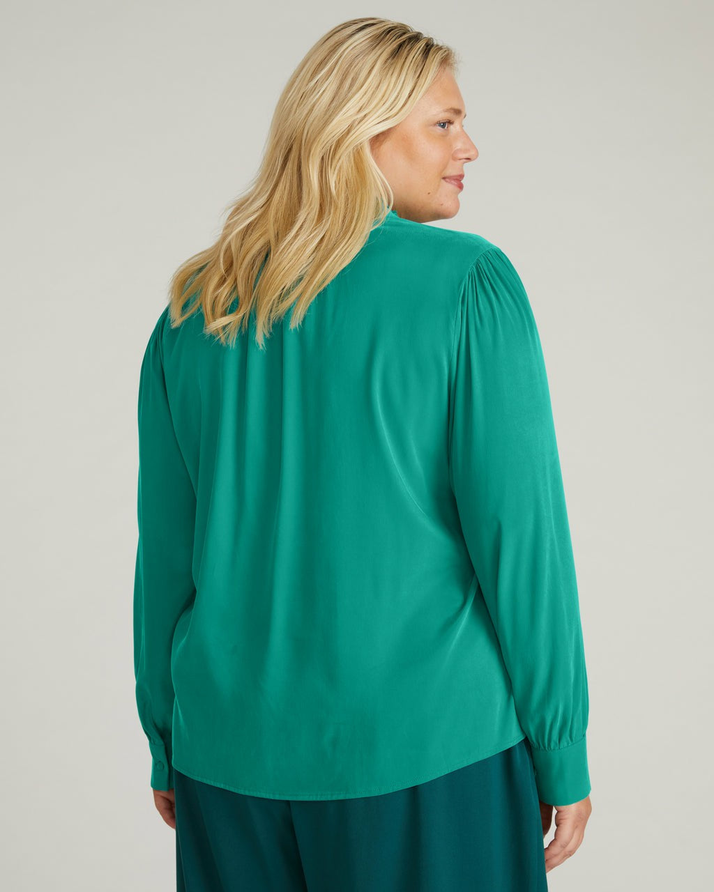 Universal Standard Endora Stretch Cupro Blouse - Green Tourmaline