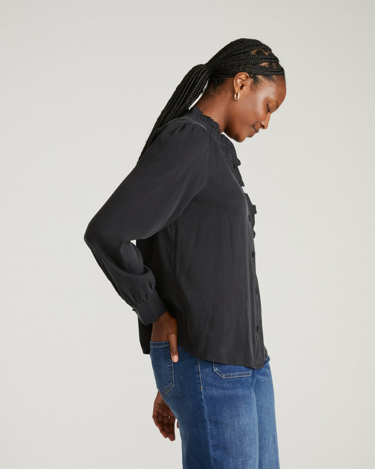 Universal Standard Endora Stretch Cupro Blouse - Black