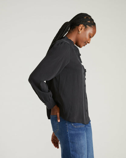 Universal Standard Endora Stretch Cupro Blouse - Black