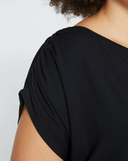 Universal Standard Helena Divine Jersey Gathered Tee - Black