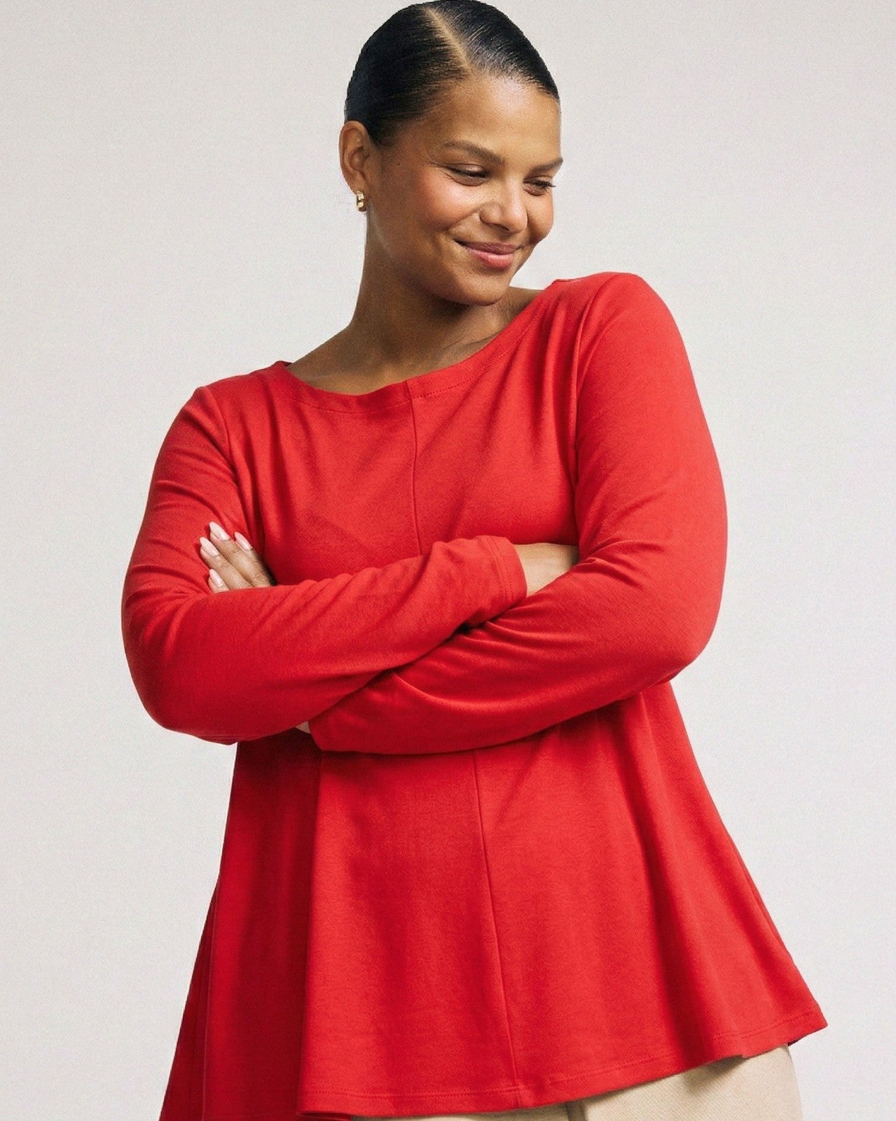 Universal Standard Cassandra Divine Jersey Top - Lipstick