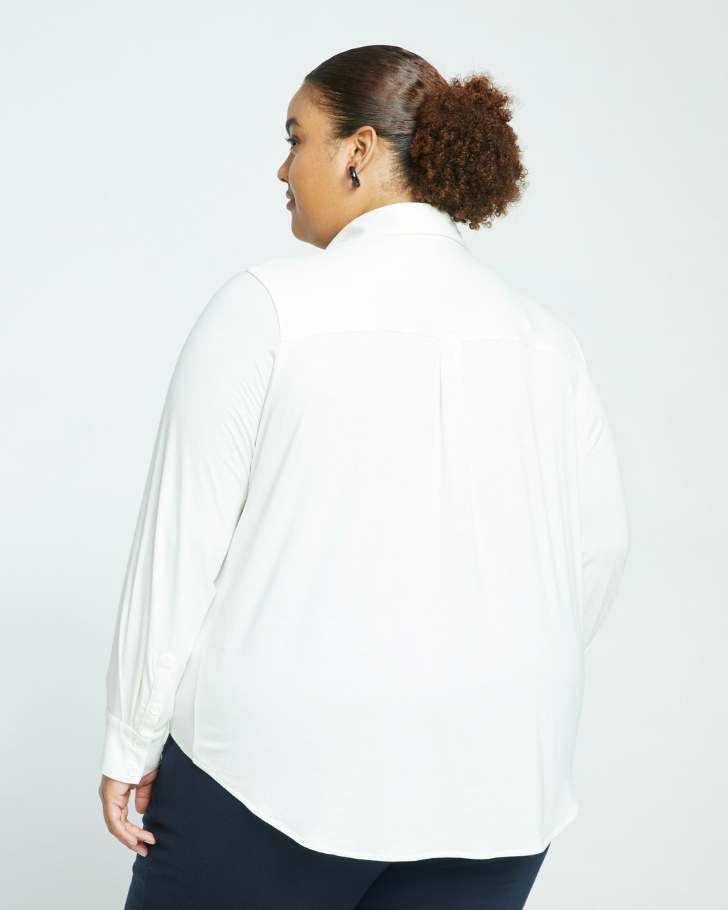 Universal Standard Elbe Popover Liquid Jersey Shirt Classic Fit - White