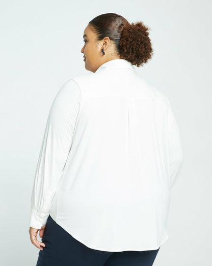 Universal Standard Elbe Popover Liquid Jersey Shirt Classic Fit - White